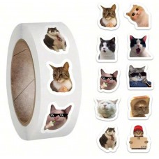 Rollo De 500 Stickers Gatos Memes Gatitos Chistosos Mascota